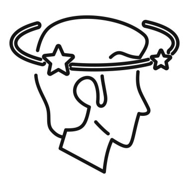 Beyin fırtınası ikon ana hatları vektörü. Baş dönmesi sorunu. İnsan sağlığı hastaları