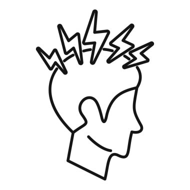 Baş ağrısı problemi ikon ana hatları vektörü. Hastalık. İnsan sarmal sağlığı