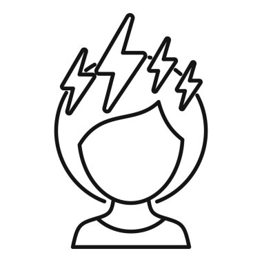 Beyin problemi ikon ana hatları vektörü. Baş ağrısı ifadesi. İnsan hasta.