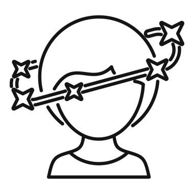 Sarhoş basınç ikonu ana hat vektörü. İnsanoğlunun baş dönmesi. Hasta yetişkin acısı.