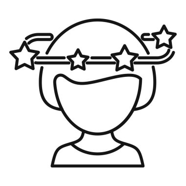 Sarmal baş dönmesi ikon ana hatları vektörü. Yetişkin acısı. Yörünge bakımı hastalığı