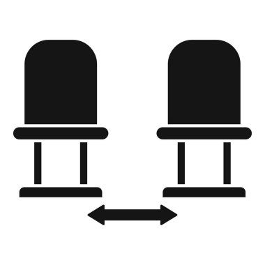 Koltuk sosyal mesafe simgesi basit vektör. Temastan kaçının. Ev önlemi jesti
