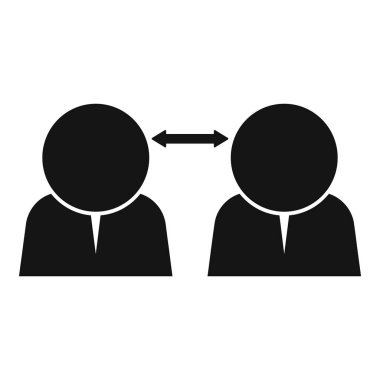 İnsanlar simgeyi basit bir vektörle önlüyor. Sosyal mesafeyi riske at. Uzay hastalığı virüsü