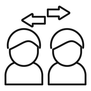 Kişinin risk uzaklığı ikonu ana hat vektörü. Sosyal kulbu salla. İnsanlarla sosyal iletişim