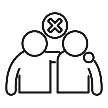 Risk dostları ikon ana hat vektörünü benimser. Sosyal kulbu salla. Temastan kaçının