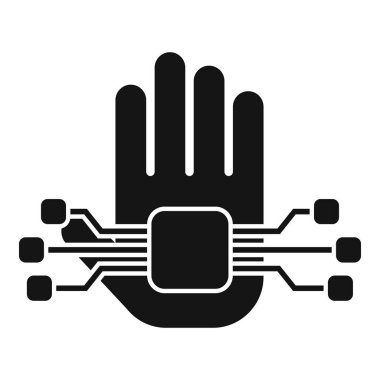 Avuç içi işlemcisi simge taraması basit bir vektör. Sosyal sistem. Rec veri tonu