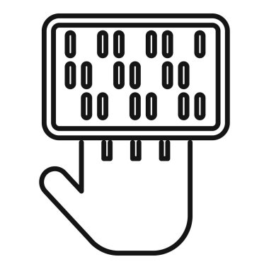 Avuç içi parmak simgesi ana hat vektörü taranıyor. Tecrit akıllısı. Ses doğrulaması