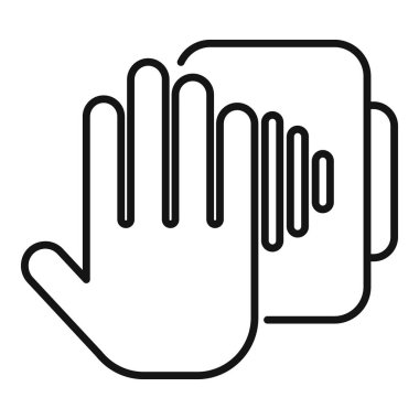 İmza avuç içi simge taslak vektörü. Kimlik sesi. Yüz numarası akıllı