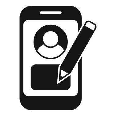 El yazısı telefon kimliği simgesi basit bir vektör. İnsan güvenliği. Tarayıcı otomatik