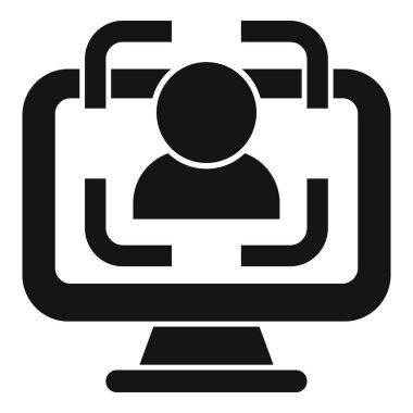 Yüz yazdırma simgesini basit bir vektörle tara. Sistem güvenliği. Veri biyometriğini kontrol et