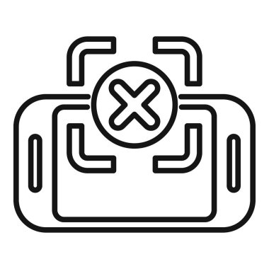 Telefon tarayıcı kimliği simgesi ana hat vektörü. Biyolojik insan izi. Hücre erişim betiği