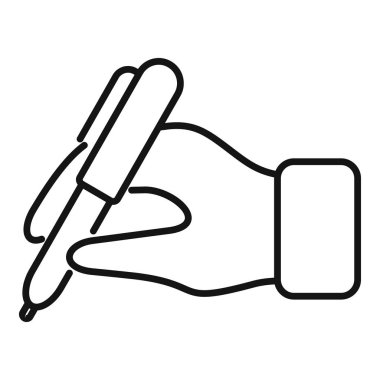 İmza simgesi ana hatları vektörü yazılıyor. Veri yüzünü kontrol et. Biyometrik onay