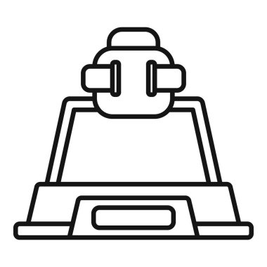Sosyal cam oyun ikonu ana hatları vektörü. Teknoloji sineması projeksiyonu. Tur bilgisayarı