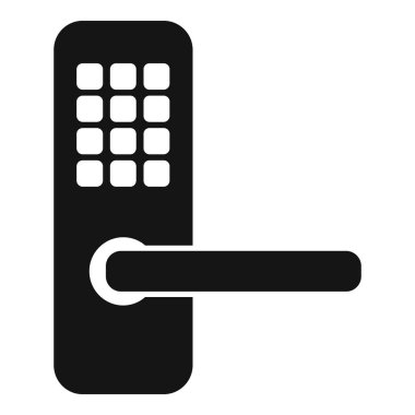 Dijital kilitli kapı simgesi basit vektör. Soygunu önle. Hacker siber saldırısı