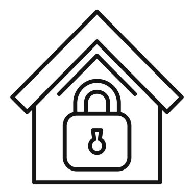 Ev kilidi ikon ana hatları vektörü. Hırsızlığı durdurun. Harekete duyarlı