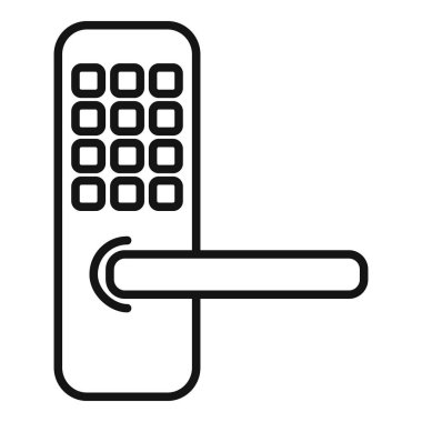 Dijital kilitli kapı ikonu ana hat vektörü. Soygunu önle. Hacker siber saldırısı