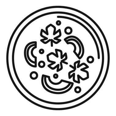 Pişirilmiş krema ikonu ana hatları vektörüyle akşam yemeği. Lezzetli bir yemek. Bulaşık sıcak.