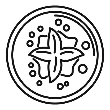 Üst görünüm kremalı çorba ikonu ana hatları vektörü. Hizmet hizmeti. Kaşık sıcak sebze