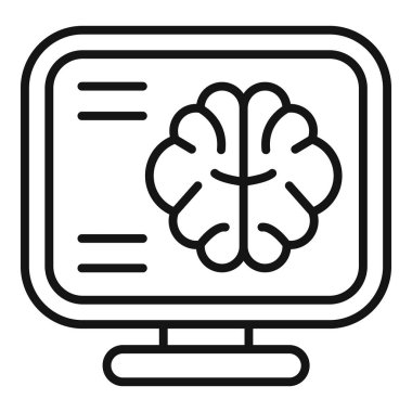 Beyin görüntüsü ikon ana hatları vektörü. MRI laboratuvarını tara. Genel vücut kliniği