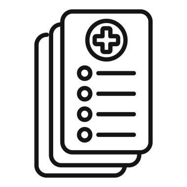 Hasta sağlık kurulu ikonu ana hatları vektörü. Tıbbi muayene. Klinik genel sağlık hizmetleri