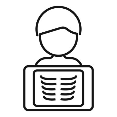 Vücut hastası resim ikonu ana hatları vektörü. Klinik muayenesi. Genel değerlendirme