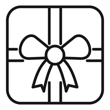 Yay hediye kutusu ikonu ana hatları vektörü. Alışveriş ödülü paketi. Şenlik eşyası.