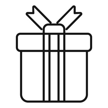 Hediye kutusu tasarım ikonu ana hatları vektörü. Kapalı teklif. Parti tasarım ögesi standı