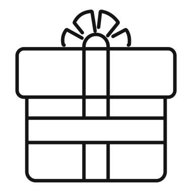 Paket hediye kutusu ikonu ana hatları vektörü. Şenlik eşyası. Hediye kupon dükkanı sürprizi.