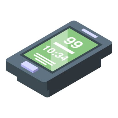 Yeşil ekran bisiklet bilgisayar ikonu izometrik vektörü. Cihaz ekipmanı. Döngü aracı