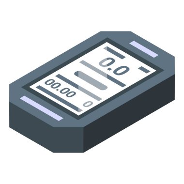 Cihaz sağlığı bilgisayar ikonu izometrik vektörü. Bisiklet tezgahı. Kilometre yarışı