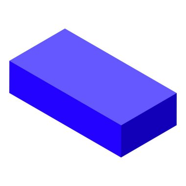 Mavi blok eğitim ikonu izometrik vektörü. Parça oyunu. Tuğla oyuncağı
