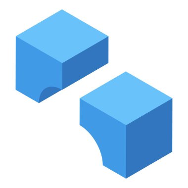 Kule çocuk oyuncağı izometrik vektörü. İki parça. Çocuk inşaatı