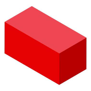 Kırmızı blok izometrik vektörü. Ev eğitimi. Parça kulesi çal