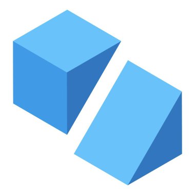 Mavi blok ikon izometrik vektörü. Eğitim oyunu. Şekil Renkli