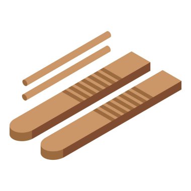 Tahta Brezilya enstrüman ikonu izometrik vektörü. Kültür müziği. Dövüş sanatı