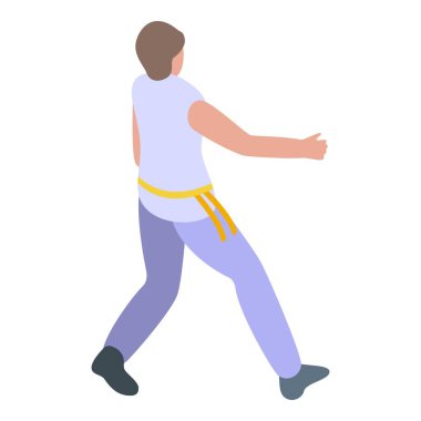 Capoeira ikon izometrik vektörü. Brezilya fitness. Kültür Tekmesi Batizado