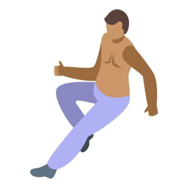 Müzik capoeira karakter ikonu izometrik vektörü. Brezilyalıyı tekmele. Sağlık eğitimi