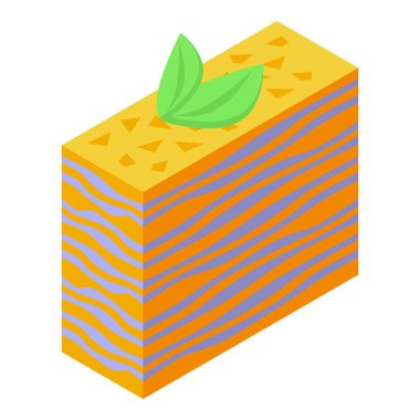 Napolyon keki mentollü ikon izometrik vektörü. Pasta kremi. Menü kahvaltısı