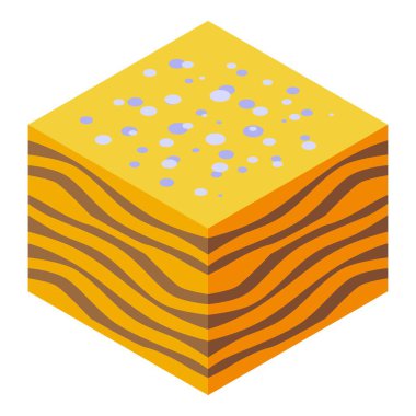 Pasta ikonu izometrik vektörü pişiriliyor. Napolyon tatlısı. Tatlı krema.