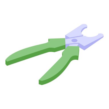 Yeşil saplı pençe kesici ikon izometrik vektörü. Sanat eserleri. Tasarım ekipmanı