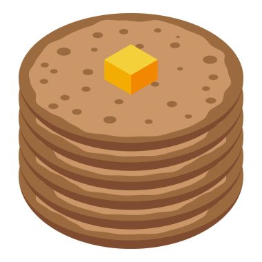 Tereyağlı krep ikonu izometrik vektörü. Çikolata. Aile Yığını