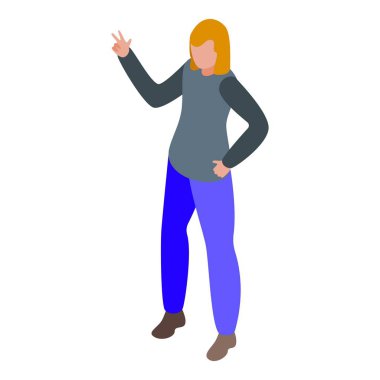 Din politik protesto ikonu izometrik vektörü. Sosyal bir kadın. Vatanseverlik