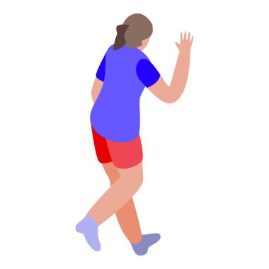 Güç hareketi rugby ikonu izometrik vektörü. Oyuncu koşuyor. Oyun alanı