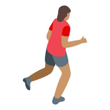 Rugby ikonu izometrik vektörü çalıştırılıyor. Hareket maskülen. Yakalayın!