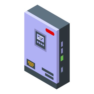 Duvar çevirici ikon izometrik vektörü. Evin güç enerjisi. Dönüştürücü paneli