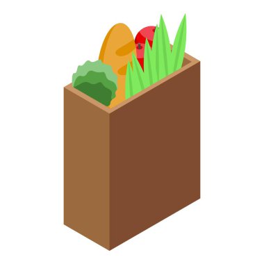 Market kağıdı ikonu izometrik vektörü. Monitöre dokun. Dükkan parası