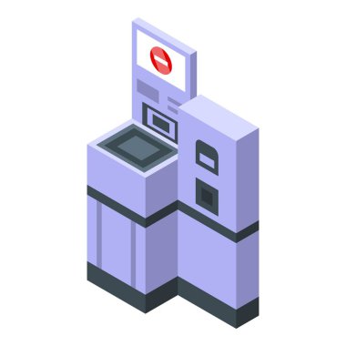 Gıda self servis ikonu izometrik vektörü. Tezgahtar dükkanı. Boşluk aygıtı paneli