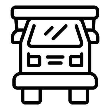 Kamyon ikonunun ön tamponu ana hat vektörü. Araba bahşişçisi. Otomobil çöplüğü