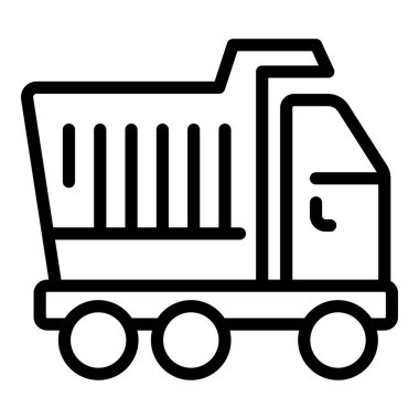 Kazıcı araba ipucu ikonu ana hat vektörü. İnşaat taşımacılığı. Kargo aracını yükle