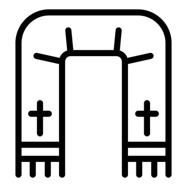 Rahip eşarbı ana hat vektörü. Yetişkin dua eden katolik. Din geleneği